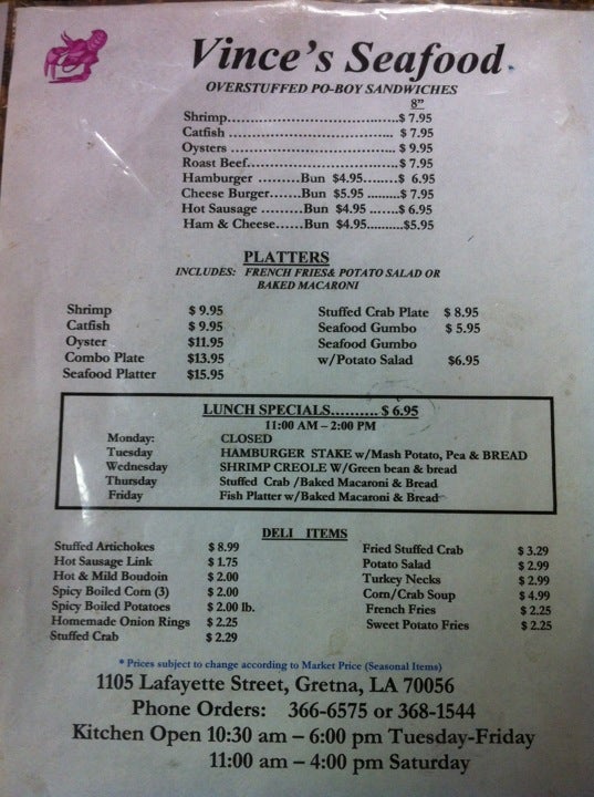 Louisiana Gretna Vince Seafoods photo 3